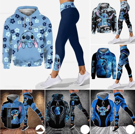 Customize Disney Stitch 3D Hoodie Women's Hoodie Leggings Suit Stitch Yoga Pants