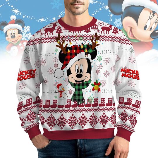 Mickey Ugly Christmas Sweater, Disney Cartoon Xmas Sweater