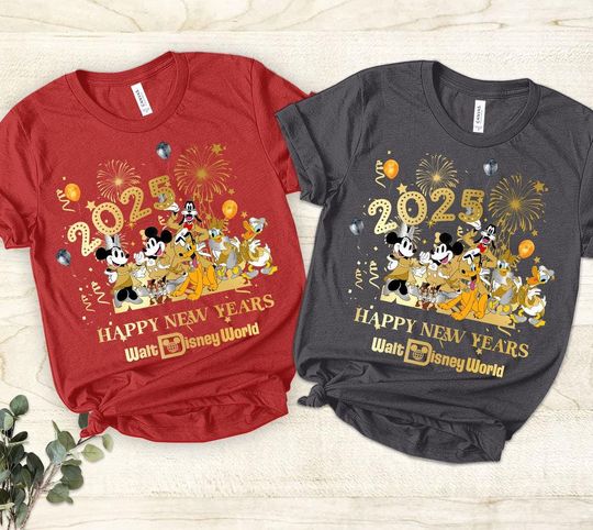 Personalized  Mickey & friends Happy New Year 2024 shirt, Custom name WDW Disneyland New Year's eve shirt, Disney castle shirt