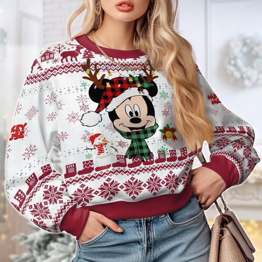 Christmas Mickey Mouse Ugly Sweater, Disney Trip Xmas Sweater