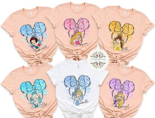 Watercolor Minnie Ear Bows Disney Princess Shirt, Disney Girl Trip Shirt, WDW Disneyland