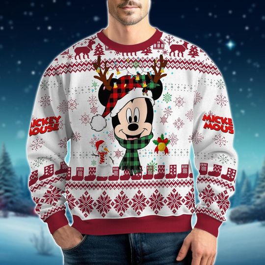 Christmas Mickey Mouse Ugly Sweater, Disney Mouse Xmas Sweater