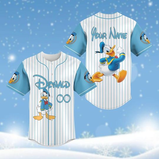 Personalize Donald Duck Baseball Shirt, Disney Duck Jersey Shirt, Winnie The Pooh Shirt