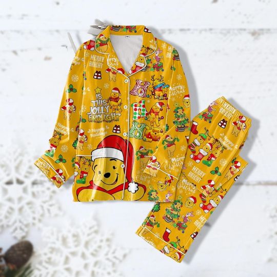 Winnie The Pooh Christmas Pajamas Set, Family Pajamas For Party, Holiday Pajamas, Disneyland Christmas Pajamas