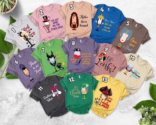 Custom Disney Villains Drinking Characters Shirt, Villains Face Matching Shirt