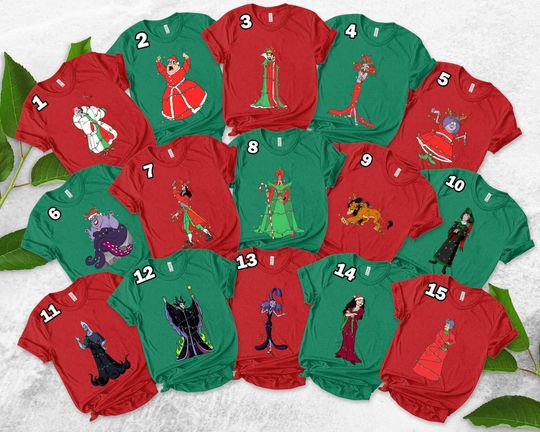 Disney All Villains Characters Christmas Lights Shirt, Disneyland Family Xmas