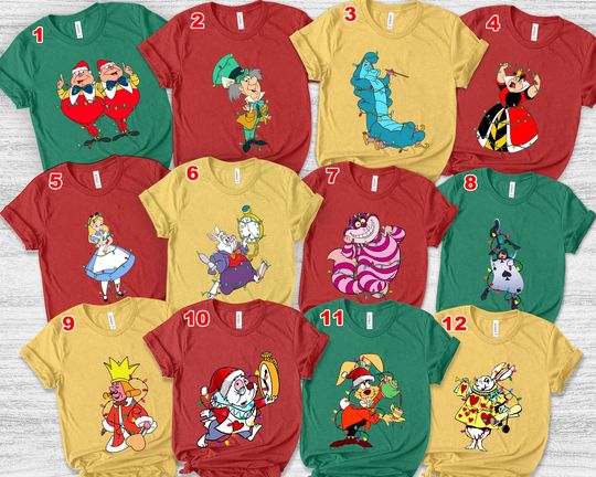 Disney Alice in Wonderland Christmas Lights Shirt, Disney Christmas Matching Shirt