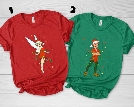 Peter Pan And Tinkerbell Christmas Shirt, Funny Trouble Tee, Disney Couple Shirts