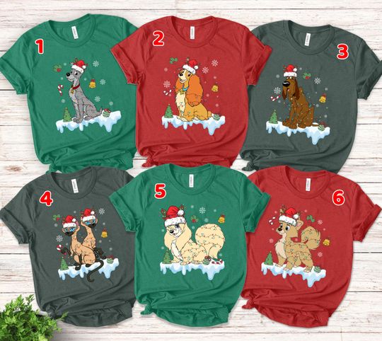 Vintage Disney Dog Character Christmas Lights Shirt, Lady and the Tramp Shirt