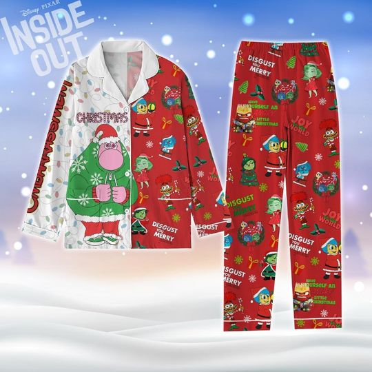 Christmas Inside Out Pajamas Set, Disney Embarrassment Holiday Pajamas