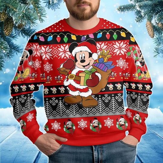 Mickey Mouse Ugly Christmas Sweater, Disneyland Christmas Holiday Shirt