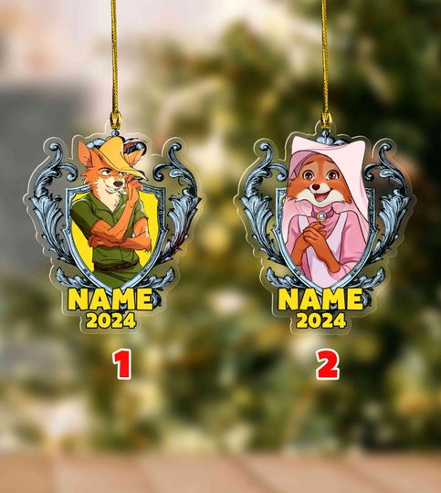 Custom Name Disney Robin Hood Characters Group Ornament, Magic Kingdom Ornament