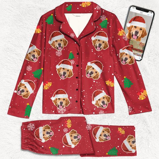 Wish You A Furry Christmas, Human - Dog & Cat Personalized Custom Face Photo Pajamas Set