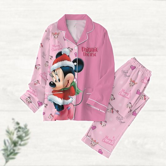 Minnie Mouse Christmas Pajamas Set, Family Matching Pajamas Set, Disney Pajamas For Party