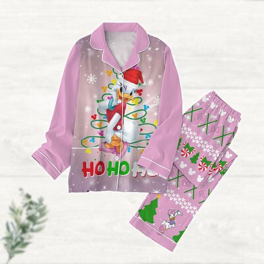 Christmas Daisy Ho Ho Ho Pajamas Set, Disney Duck Holiday Pajamas, Magic Kingdom Womens Pajamas