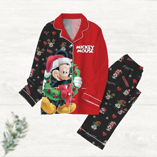 Mickey Mouse Christmas Pajamas Set, Family Matching Pajamas Set, Disney Pajamas For Party, Movie Cartoon Holiday Pajamas