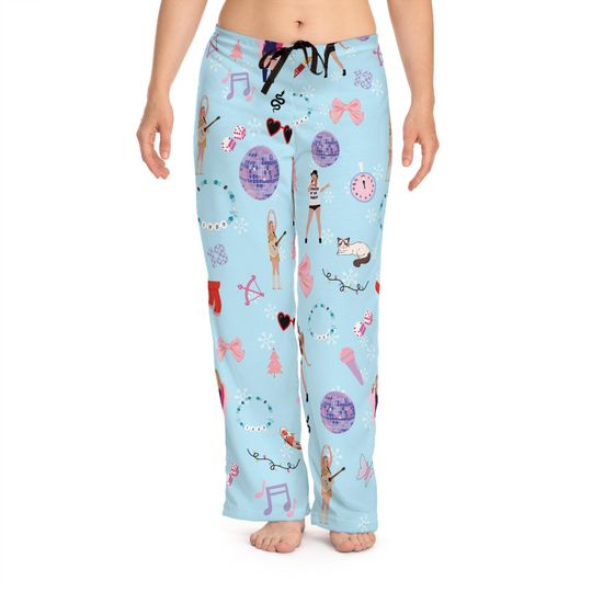 Blue Eras Tour Pajama Pants with Snow Flakes for Christmas
