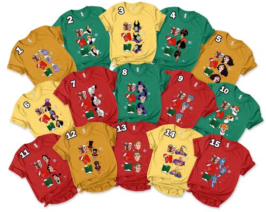 Disney All Villains Characters Christmas Lights Shirt, Ursula, Cruella, Evil Queen