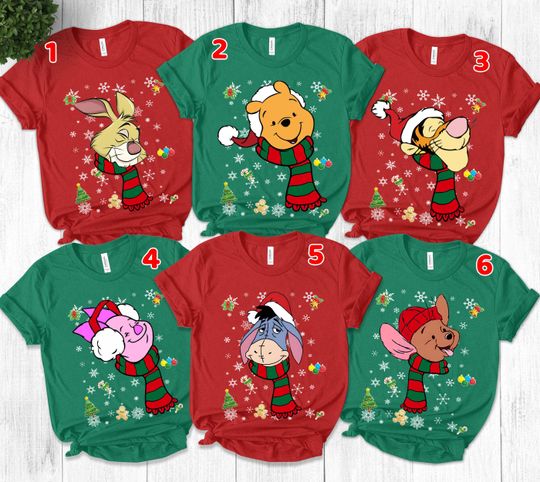 Disney Winnie The Pooh Christmas Lights Shirt, Santa Pooh Tigger Eeyore Piglet Christmas shirt