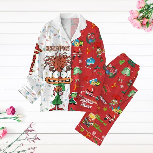 Christmas Disney Anxiety Pajamas Set, Inside Out Christmas