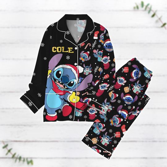 Custom Stitch Christmas Pajamas Set, Disney Matching Pajamas