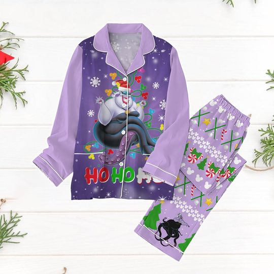 Villains Ursula Xmas Pajamas, Villais Disney Pajamas Set
