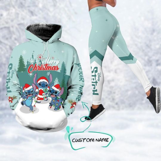 Christmas Personalized Stitch Hoodie And Legging, Disney Lilo And Stitch
