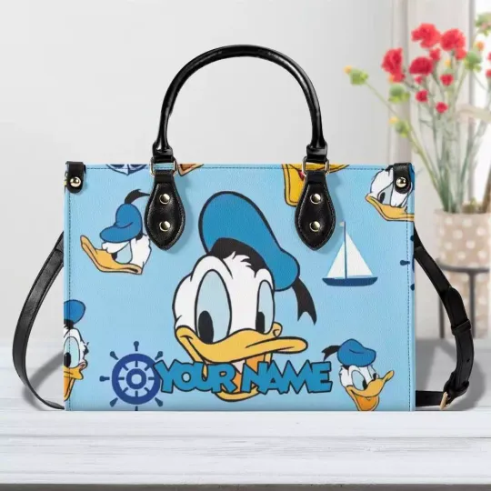 Personalized Disney Donald Duck  Leather Handbag