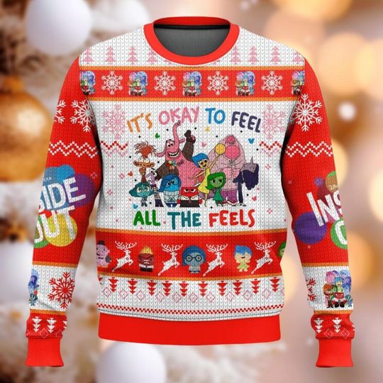 Inside Out Christmas Ugly Sweater, Disney Pixar Xmas Sweater