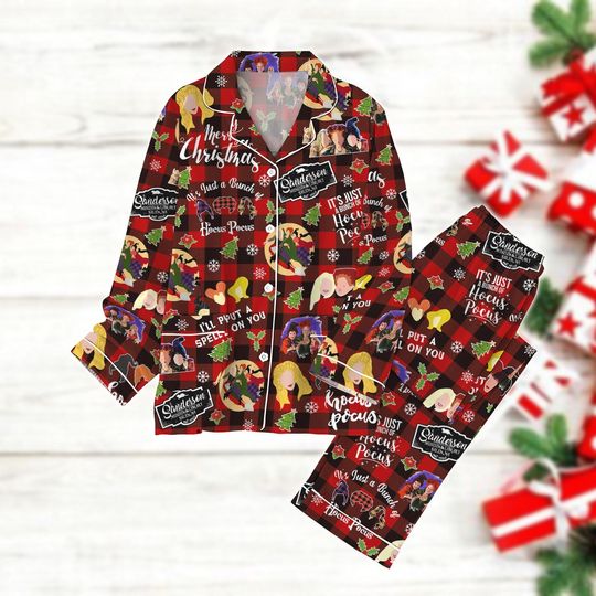 Hocus Pocus Christmas Pajamas Set, Sanderson Sisters Holiday Pajamas, Disney Witches Women Pajamas