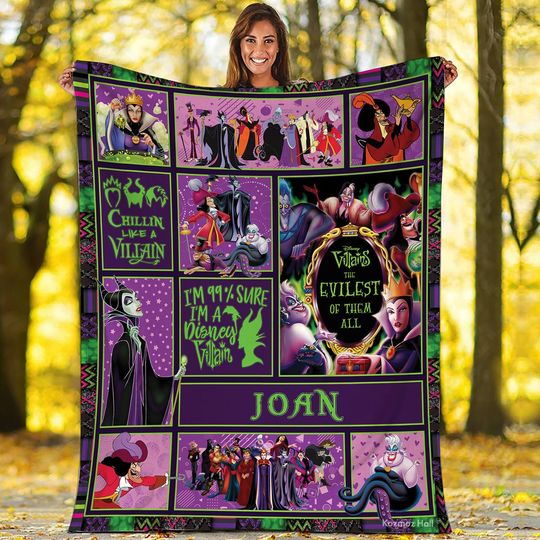 Personalized Name Disneyland Villain Fleece Blanket, Maleficent Ursula Evil Queen Blanket