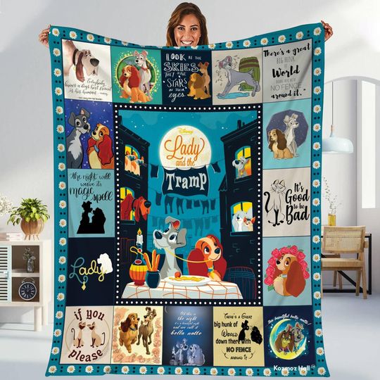 Disneyland Lady And The Tramp Fleece Blanket, Lady And The Tramp Blanket, Lady And The Tramp