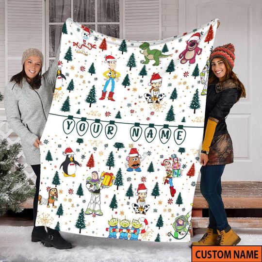 Custom Name Toy Story Christmas Blanket, Personalized Toy Story Blanket, Disneyland Movie
