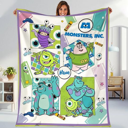 Personalized Disneyland Monsters Inc Blanket, Custom Name Pixar Monsters University