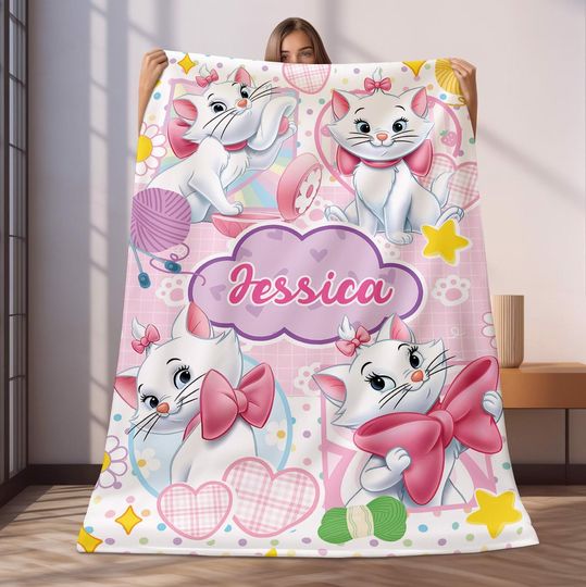 Personalized Disneyworld Aristocats Marie Blanket, Marie Cat Fleece Blanket