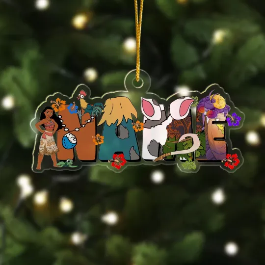 Personalized Moana Disney Princess Christmas Ornament, Christmas Ornaments