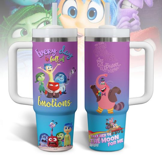 Inside Out Tumbler 40oz, Its Okay To Feel All The Feels Tumbler, Disney Inside Out Tumbler Cup, Halloween Gift