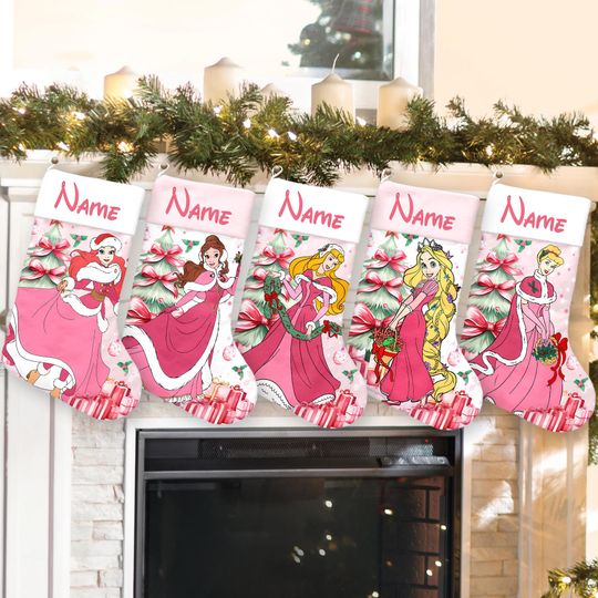 Coquette bows Disney Princess Christmas Stockings, Girls Trip Christmas Stockings