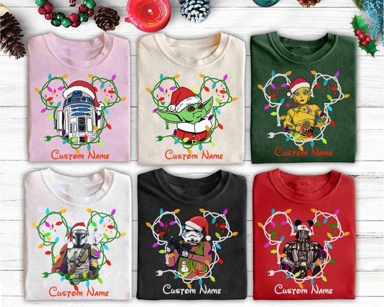 Personalized Disney Star Wars Christmas Family Matching T-shirt,  Mickey Very Merry Xmas Gift