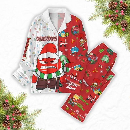 Inside Out 2 Christmas Pajamas, Disney Holiday Pajamas