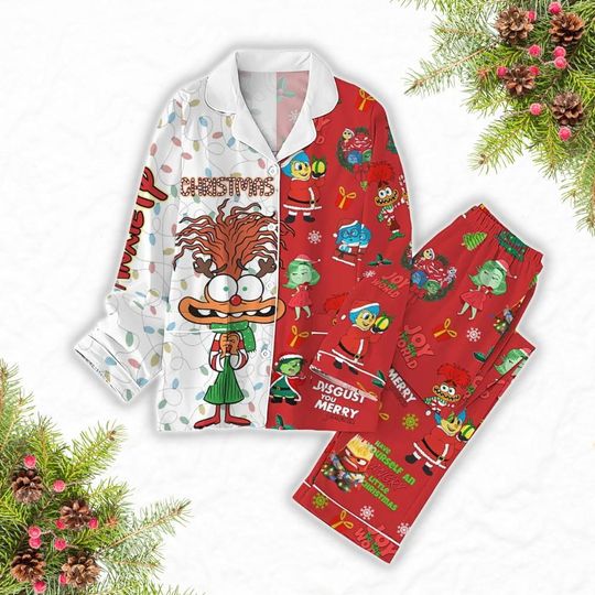 Anxiety Inside Out Christmas Pajamas, Disney Xmas Pajamas