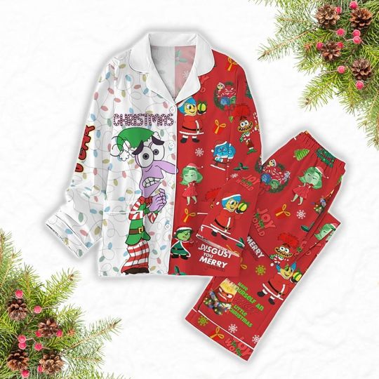 Disney Inside Out 2 Christmas Pajamas, Disneyland Xmas Pajamas