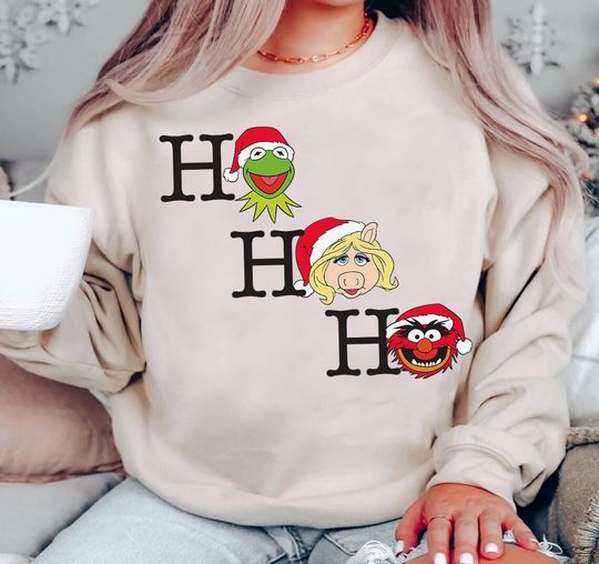 Disney Muppet Christmas Sweatshirt, Santa Kermit Miss Piggy Animal Sweatshirt