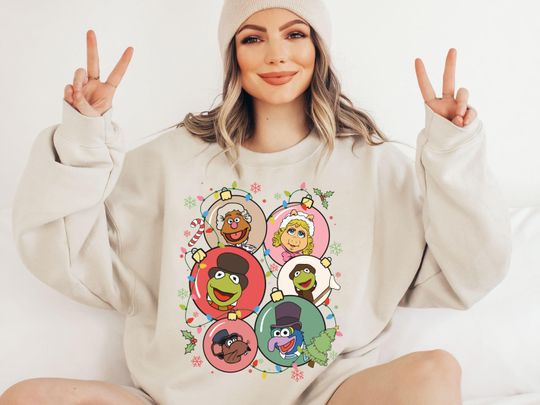 Retro Disney The Muppets Christmas Carol Sweatshirt, Tiny Tim Gonzo Rizzo Fozzie Piggy Kermit Sweatshirt