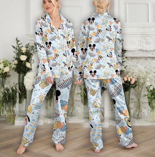 Disney Mickey and Friends Happy Hanukkah Adult Pajama Sets, Jewish Holiday Pajamas Sets