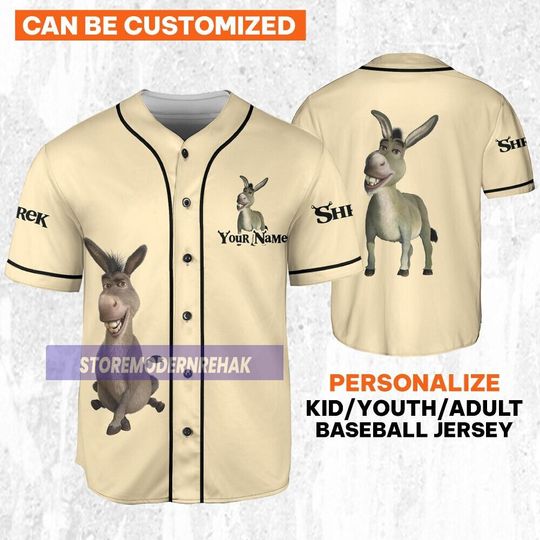 Personalize Shrek Donkey, Disney Fiona Princess Gift, Funny Movie Cartoon Shrek Face Meme Jersey