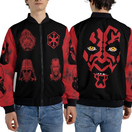 Disney Star Wars Villains Fleece Bomber Jacket, Darth Maui Sith Darth Vader Streetwear Jacket, Gift For Family