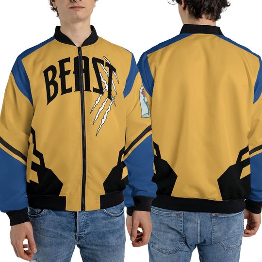 Disney Beauty And The Beast Fleece Bomber Jacket, Beast Mode Rose Enchanted Streetwear Jacket
