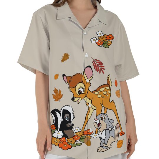 Disney Bambi Thumper Flower Hawaiian Shirt, Disney Bambi Fall Vibes Hawaii Shirts, Disneyland Family Matching