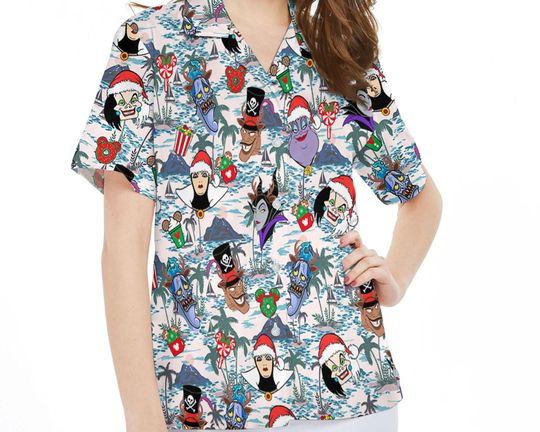 Christmas Disney Villains Hawaiian Shirt, Hades Ursula Maleficent Hawaii Shirt, Mickey's Very Merry Christmas Party